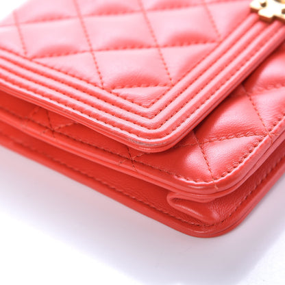 Chanel Calfskin Quilted Boy Wallet On Chain WOC Red 9 of 12