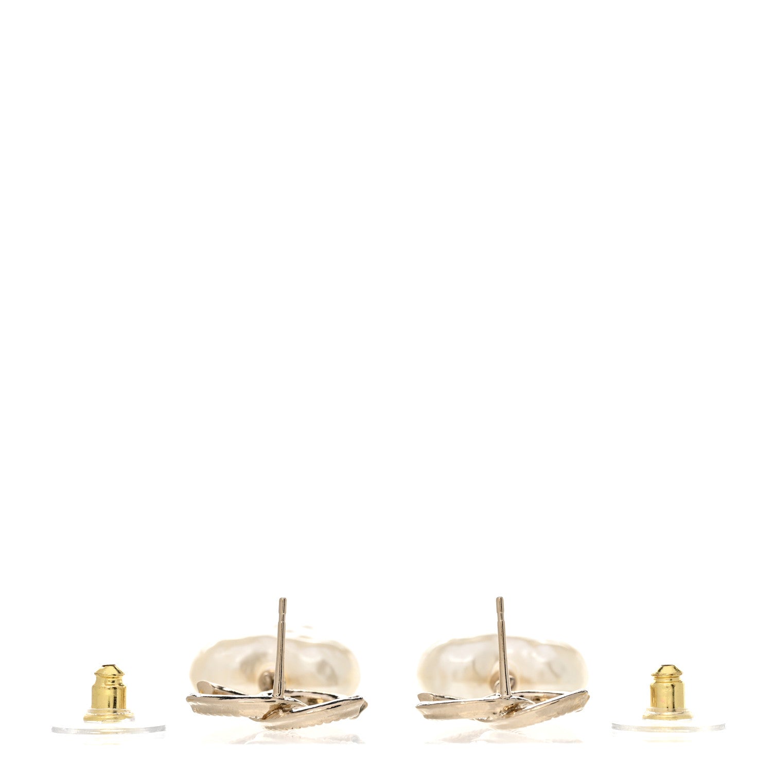 Chanel Pearl CC Heart Drop Earrings Gold 3 of 4