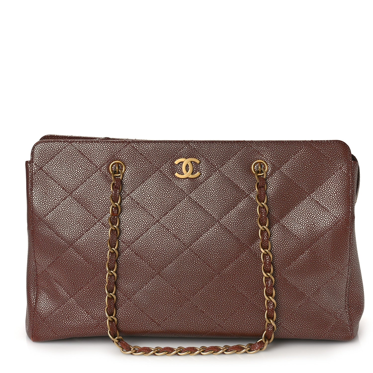Chanel Metallic Caviar Quilted Shopping Tote Brown 1 of 11
