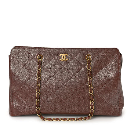 Chanel Metallic Caviar Quilted Shopping Tote Brown 1 of 11