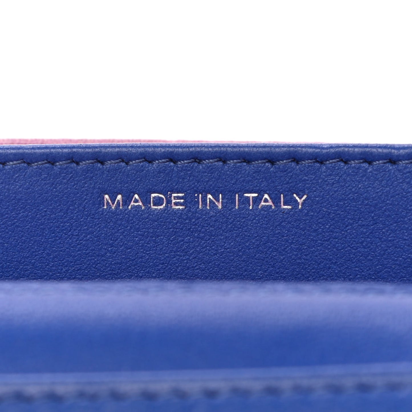 Lambskin Quilted Flap Card Holder On Chain Blue