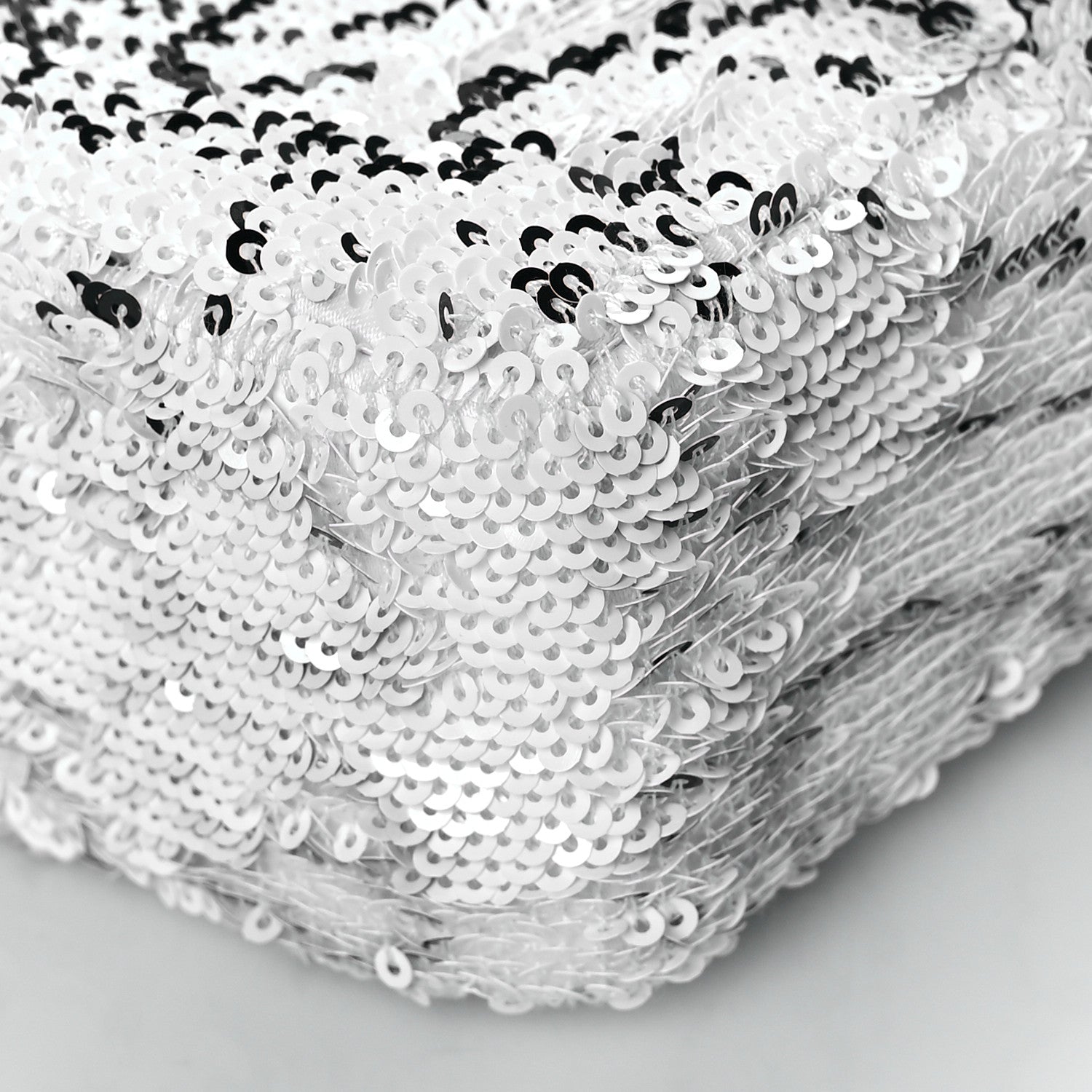Chanel Sequin Logo Mini Rectangular Flap White Black 9 of 10