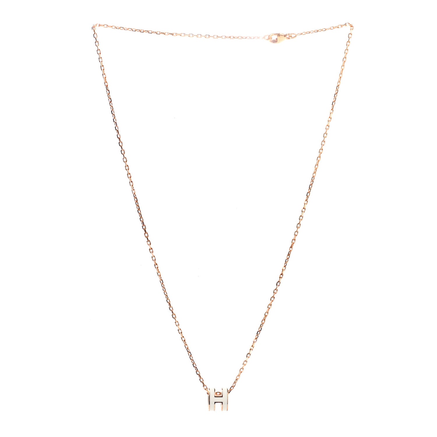 Hermes Lacquered Rose Gold Mini Pop H Pendant Necklace White 3 of 6