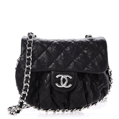 Chanel Washed Lambskin Quilted Mini Chain Around Flap Black 1 of 8