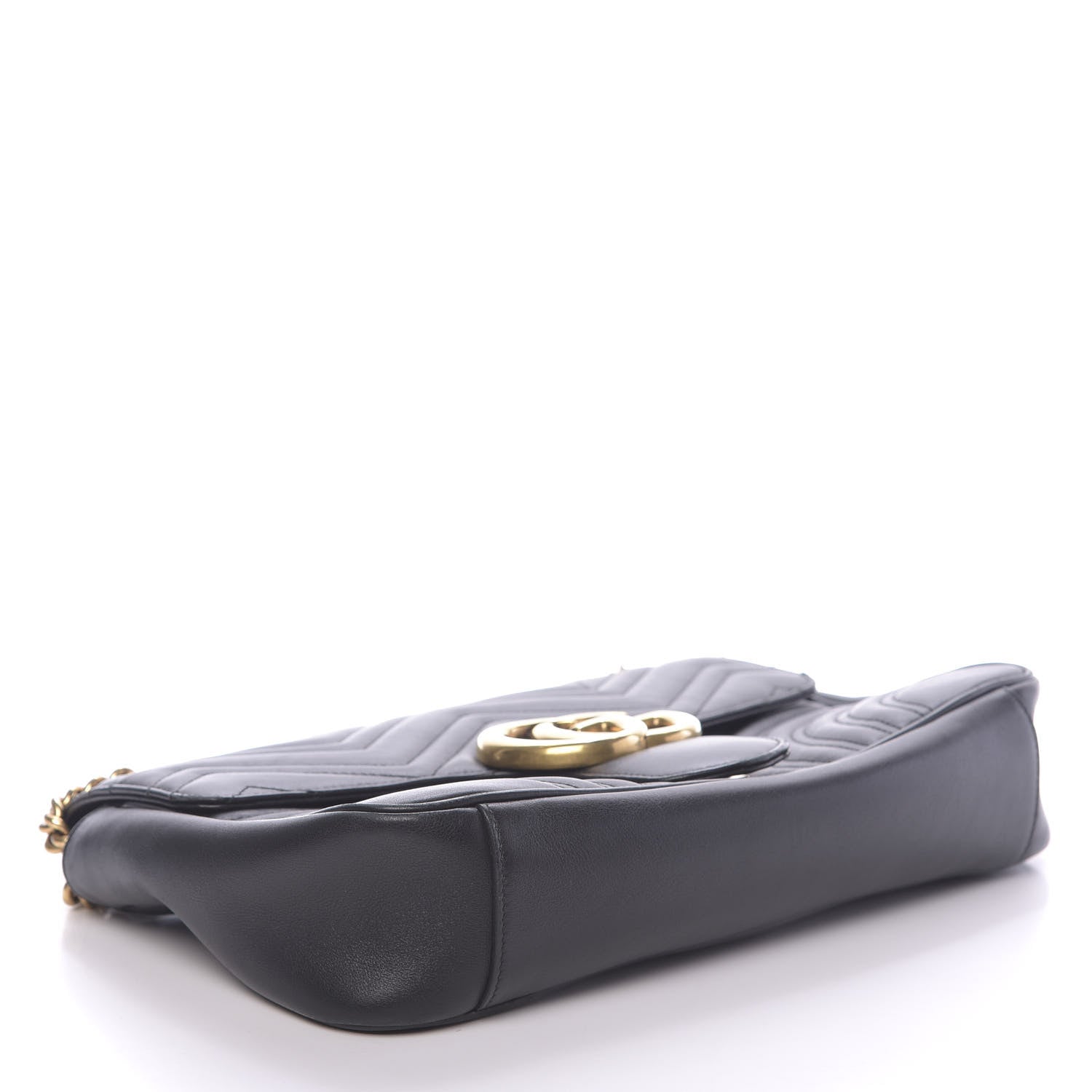 Gucci Calfskin Matelasse Medium GG Marmont Shoulder Bag Black 4 of 13