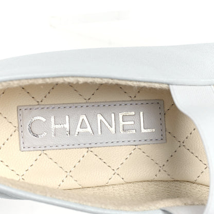 Chanel Lambskin Cap Toe CC Mary Jane Flats 38.5 White 8 of 10