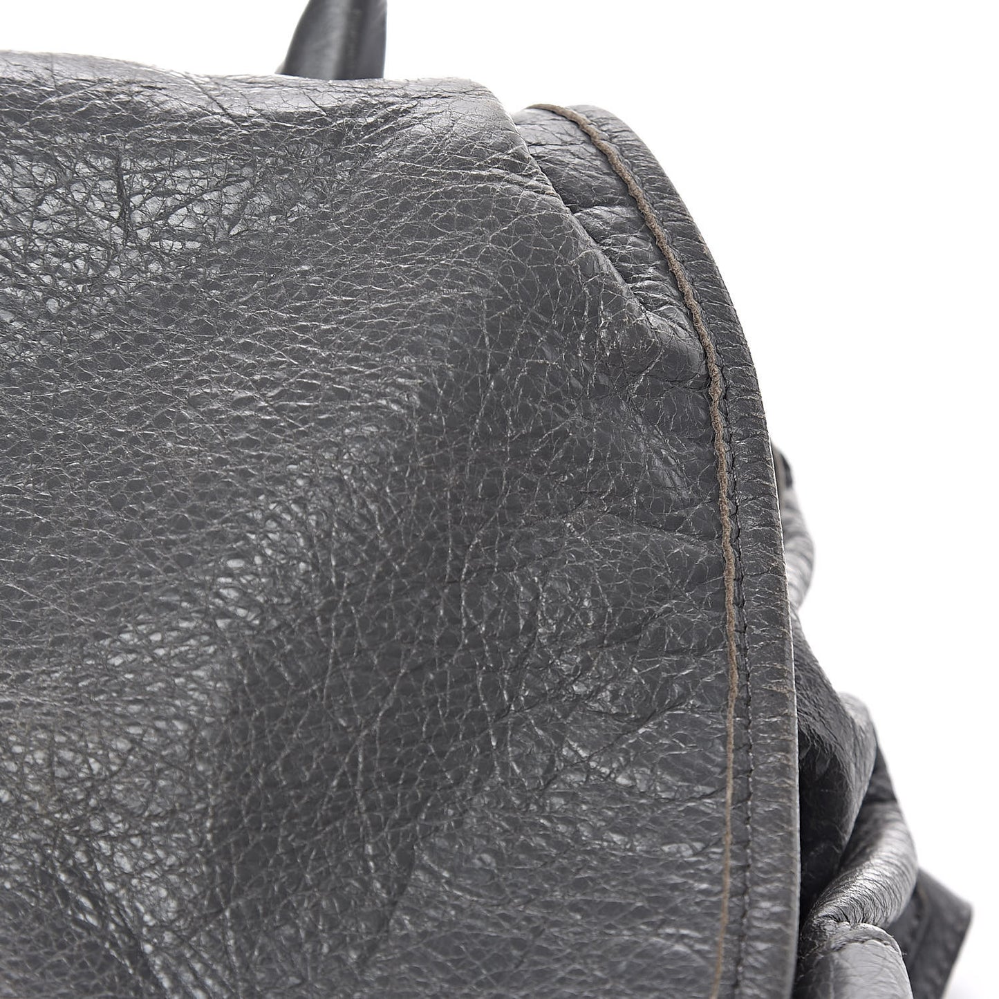 Agneau Silver Metallic Edge Hardware Backpack Gris Cendre