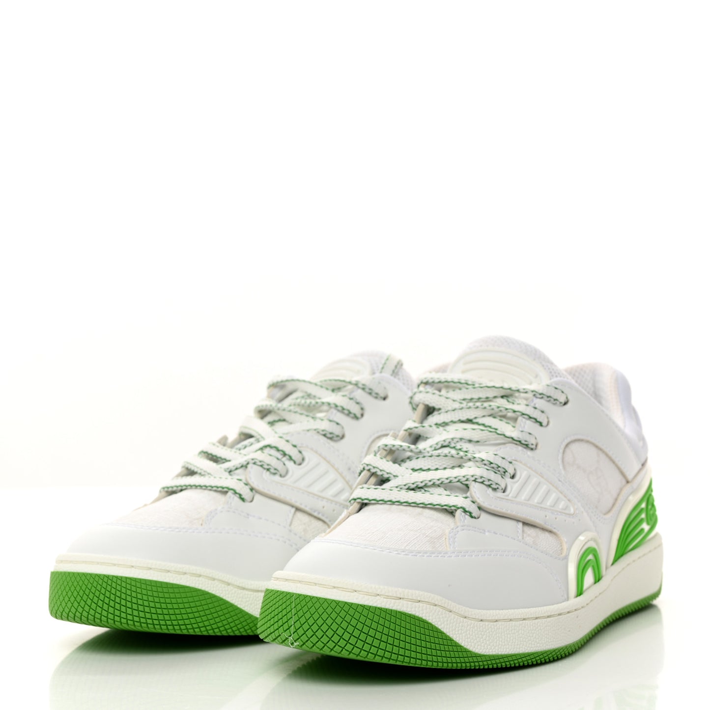 Demetra GG Supreme Monogram Womens Basket Low Top Sneakers 36.5 Great White Green