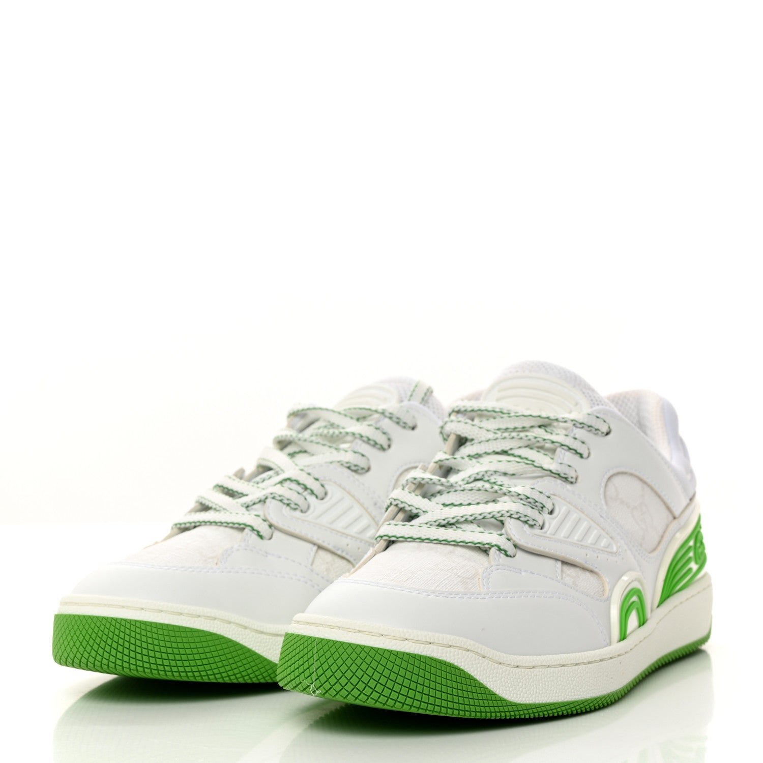 Gucci Demetra GG Supreme Monogram Womens Basket Low Top Sneakers 36.5 Great White Green 3 of 8