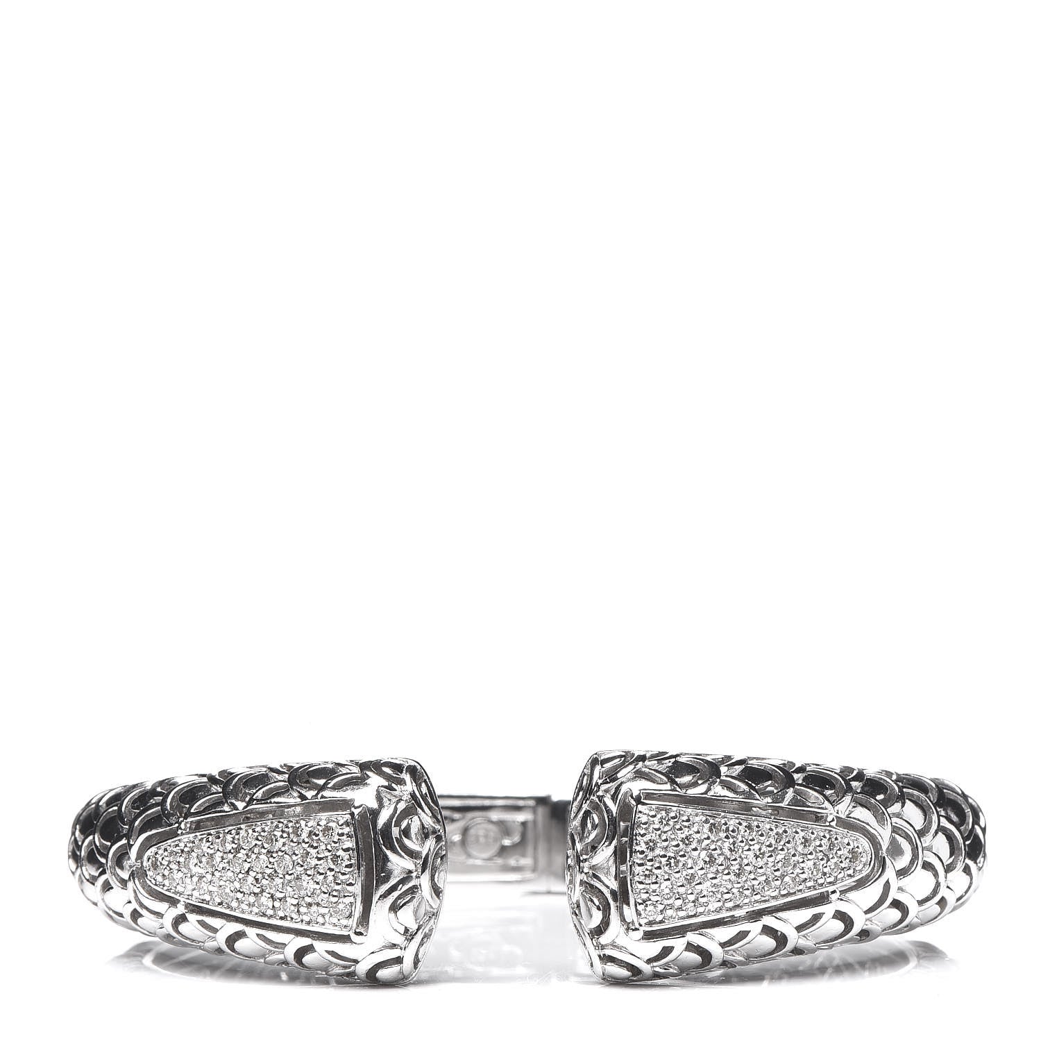 John Hardy Sterling Silver Diamond Naga Kick Cuff Bracelet 1 of 6