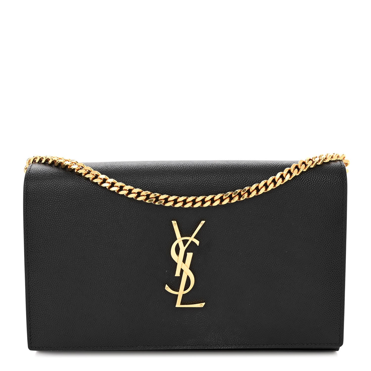Saint Laurent Grain De Poudre Monogram Chain Wallet Black 1 of 11