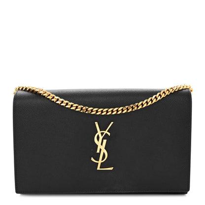 Saint Laurent Grain De Poudre Monogram Chain Wallet Black 1 of 11