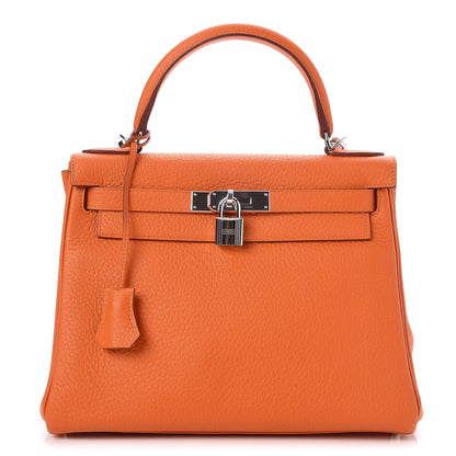 Hermes Taurillon Clemence Kelly Retourne 28 Orange 1 of 35