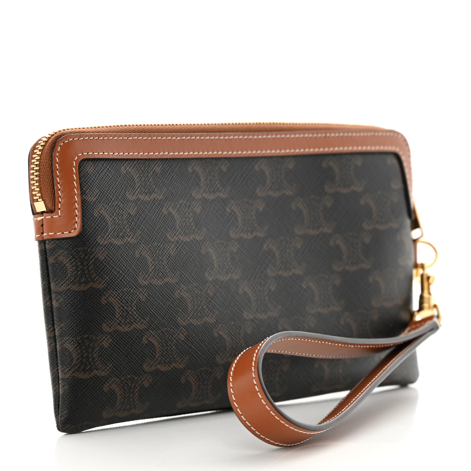 Celine Triomphe Calfskin Long Pouch With Strap Tan 3 of 9