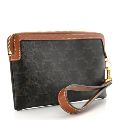 Celine Triomphe Calfskin Long Pouch With Strap Tan 3 of 9