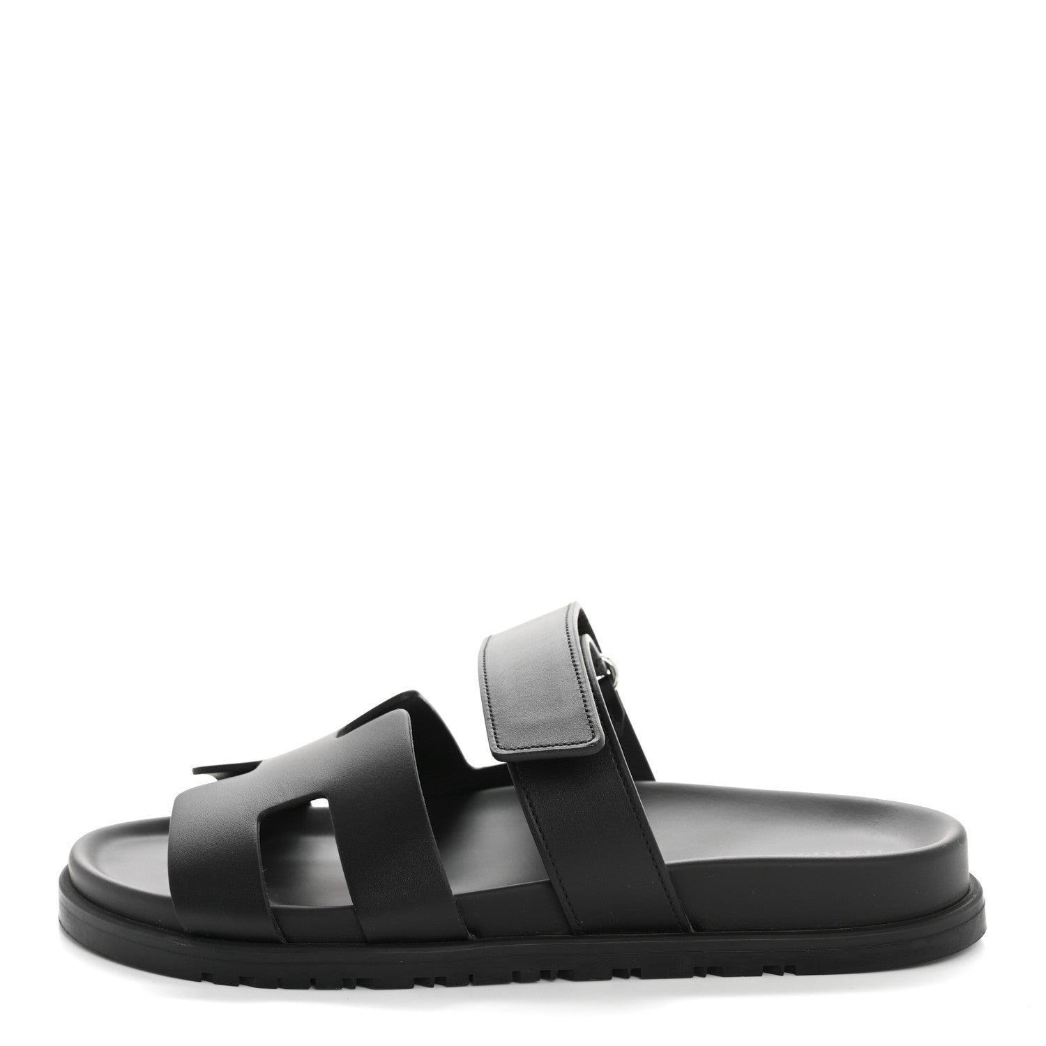 Hermes Calfskin Womens Chypre Sandals 39.5 Black 1 of 18