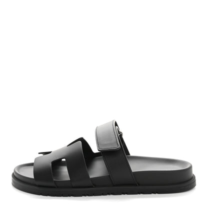 Hermes Calfskin Womens Chypre Sandals 39.5 Black 1 of 18
