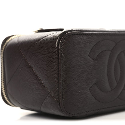 Chanel Caviar Quilted Top Handle Long Vanity Dark Brown 10 of 12