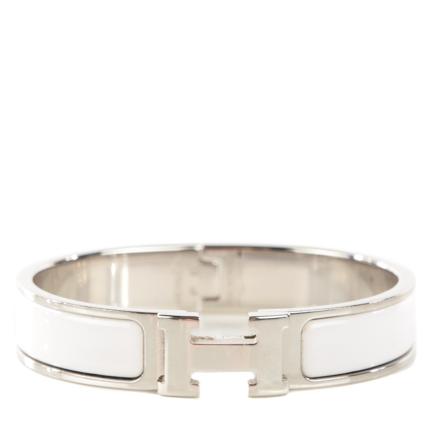 Hermes Enamel Narrow Clic Clac H Bracelet PM White 1 of 6
