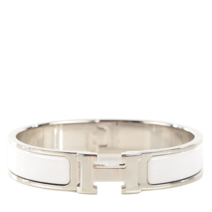 Hermes Enamel Narrow Clic Clac H Bracelet PM White 1 of 6