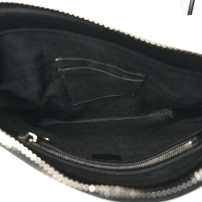 Gucci GG Supreme Monogram Appia Calfskin Web Flat Messenger Bag Black Grey 5 of 10