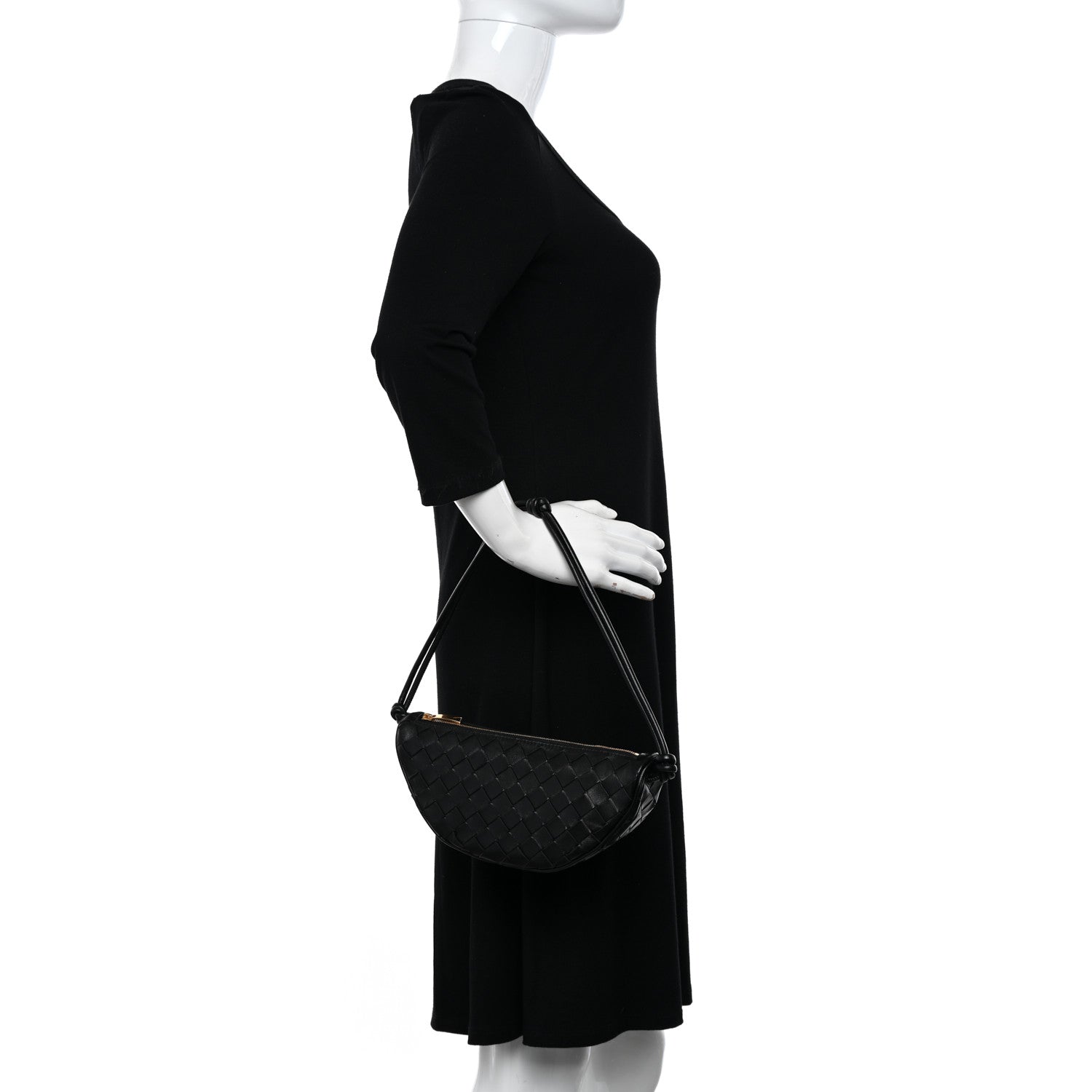 Bottega Veneta Nappa Intrecciato Half Moon Pouch On Strap Black 2 of 9