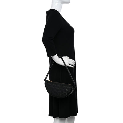 Bottega Veneta Nappa Intrecciato Half Moon Pouch On Strap Black 2 of 9