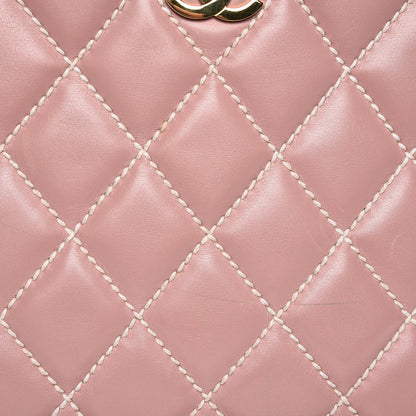 Chanel Calfskin Contrast Stitch Surpique Tote Pink 11 of 19