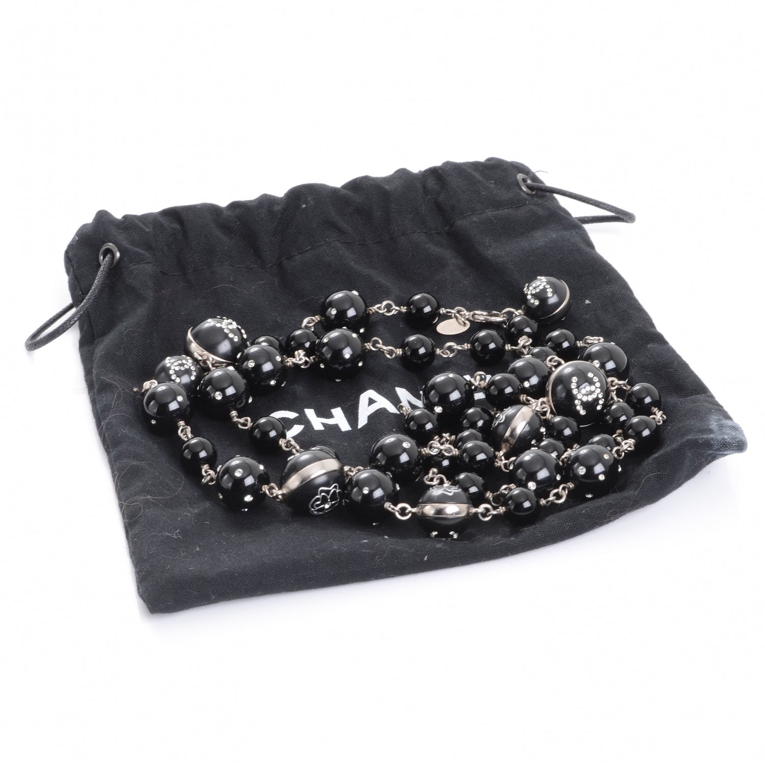 Chanel CC Camellia Beaded Long Necklace Black 7 of 7