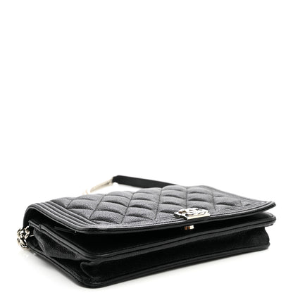 Chanel Caviar Quilted Boy Wallet On Chain WOC Black 3 of 10