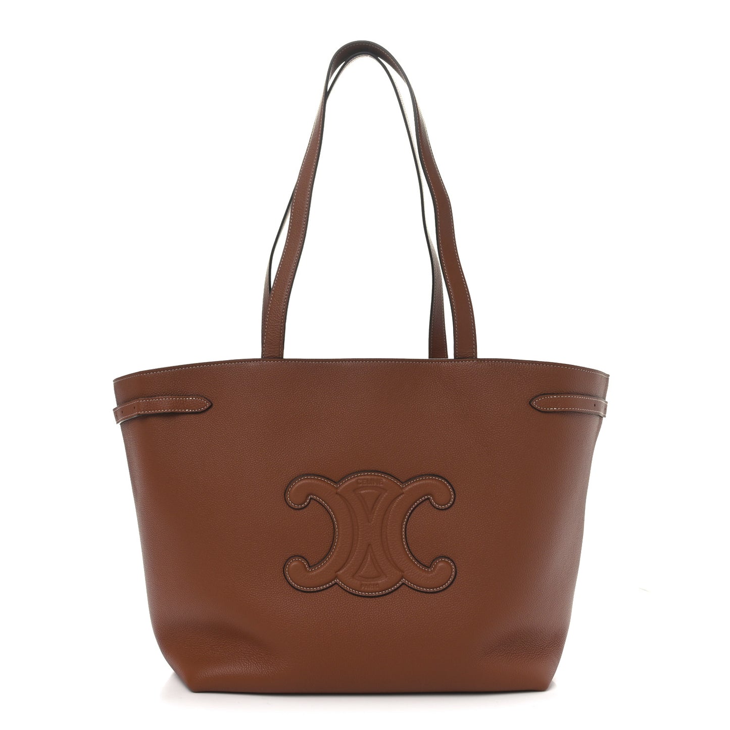 Grained Calfskin Triomphe Medium Cabas Anais Tan