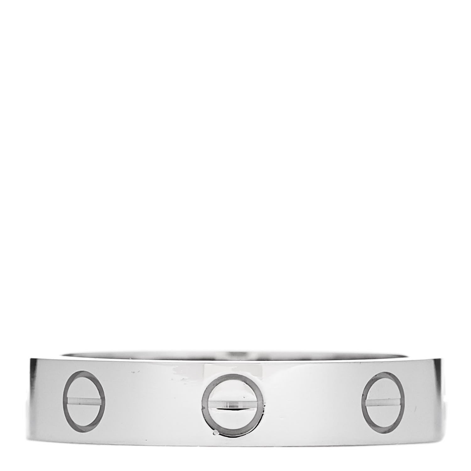 Cartier 18K White Gold Diamond 4mm LOVE Wedding Band Ring 54 6.75 3 of 6