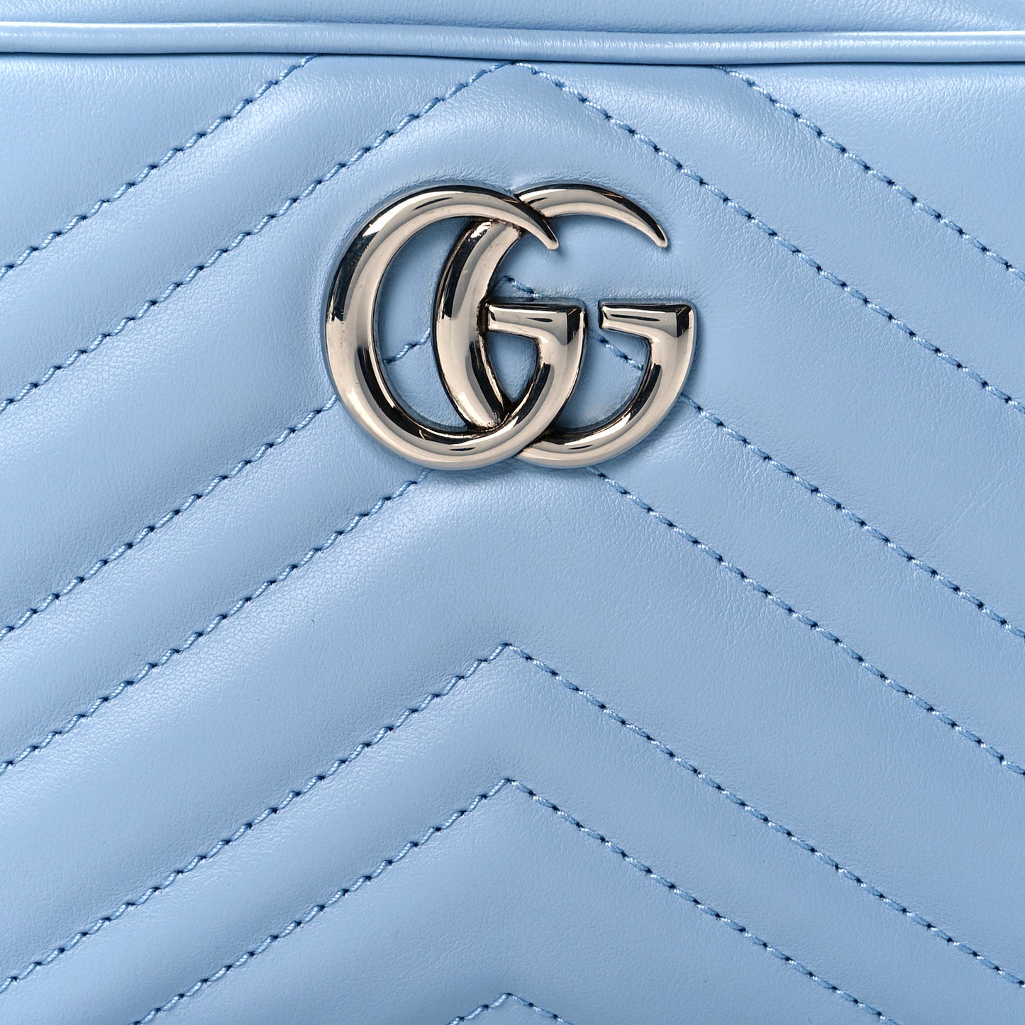 Calfskin Matelasse Mini GG Marmont Chain Shoulder Bag Porcelain Light Blue