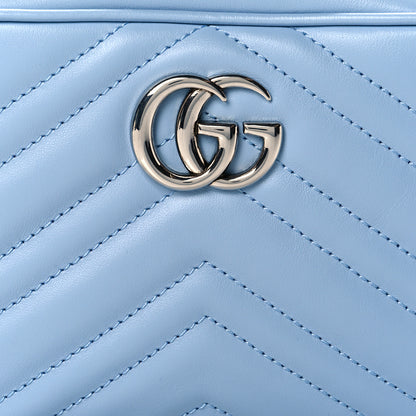 Gucci Calfskin Matelasse Mini GG Marmont Chain Shoulder Bag Porcelain Light Blue 9 of 11