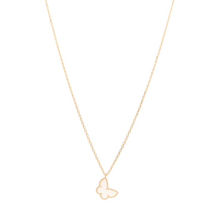 Van Cleef & Arpels 18K Yellow Gold Mother of Pearl Sweet Alhambra Butterfly Pendant Necklace 1 of 5