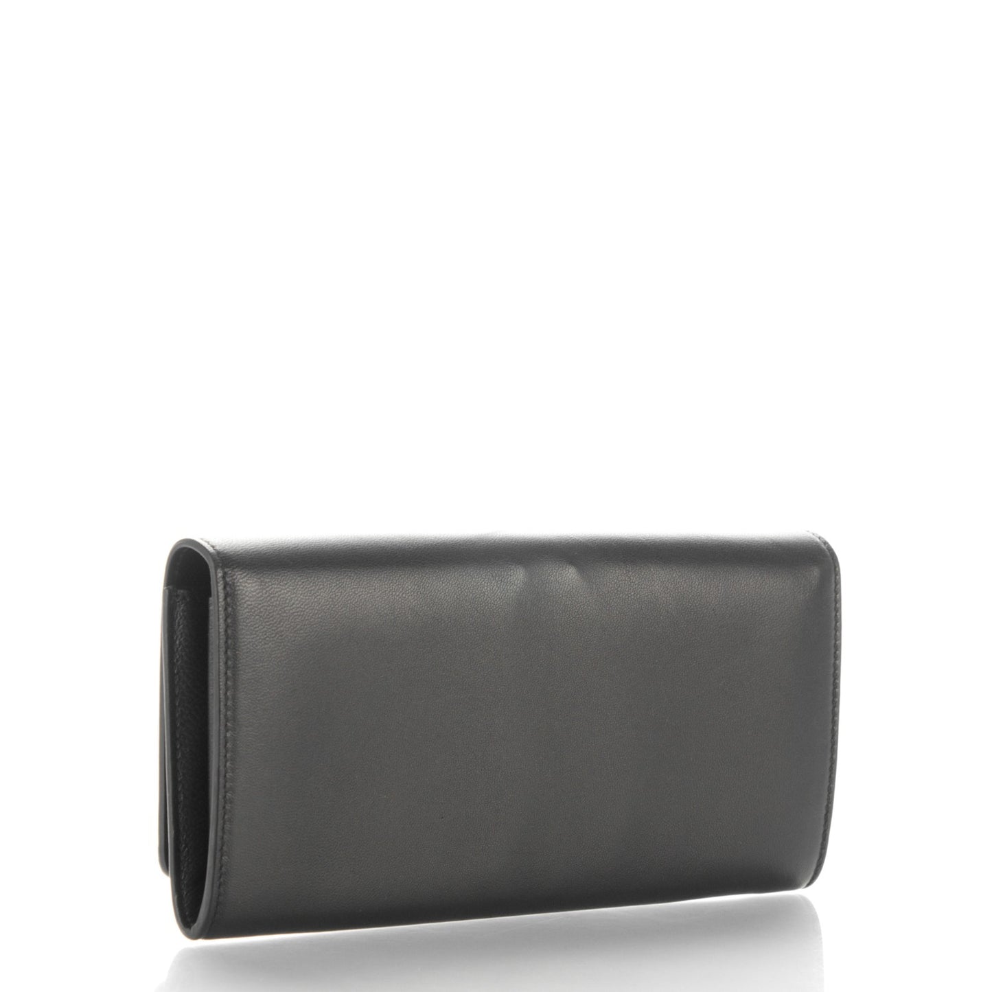 Lambskin Large Flap Wallet Black