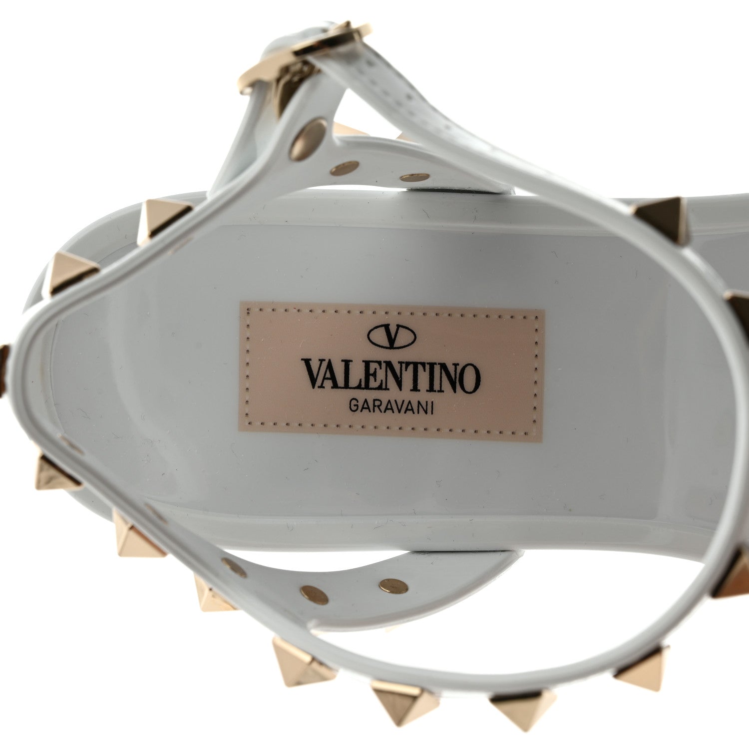 Valentino Garavani PVC Jelly Rockstud Caged Flat T-Strap Sandals 38 Optic White 6 of 8