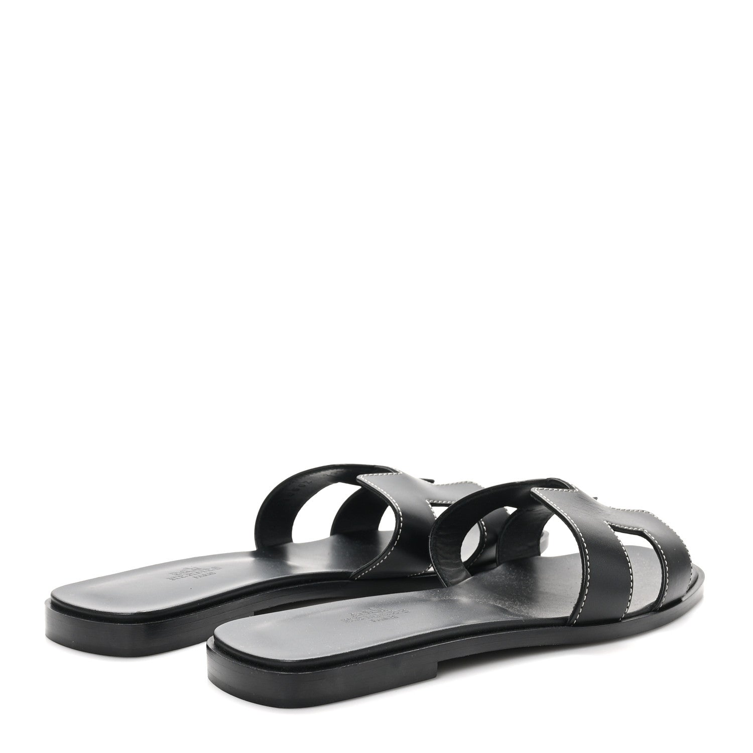 Hermes Box Calfskin Oran Sandals 39.5 Black 5 of 9