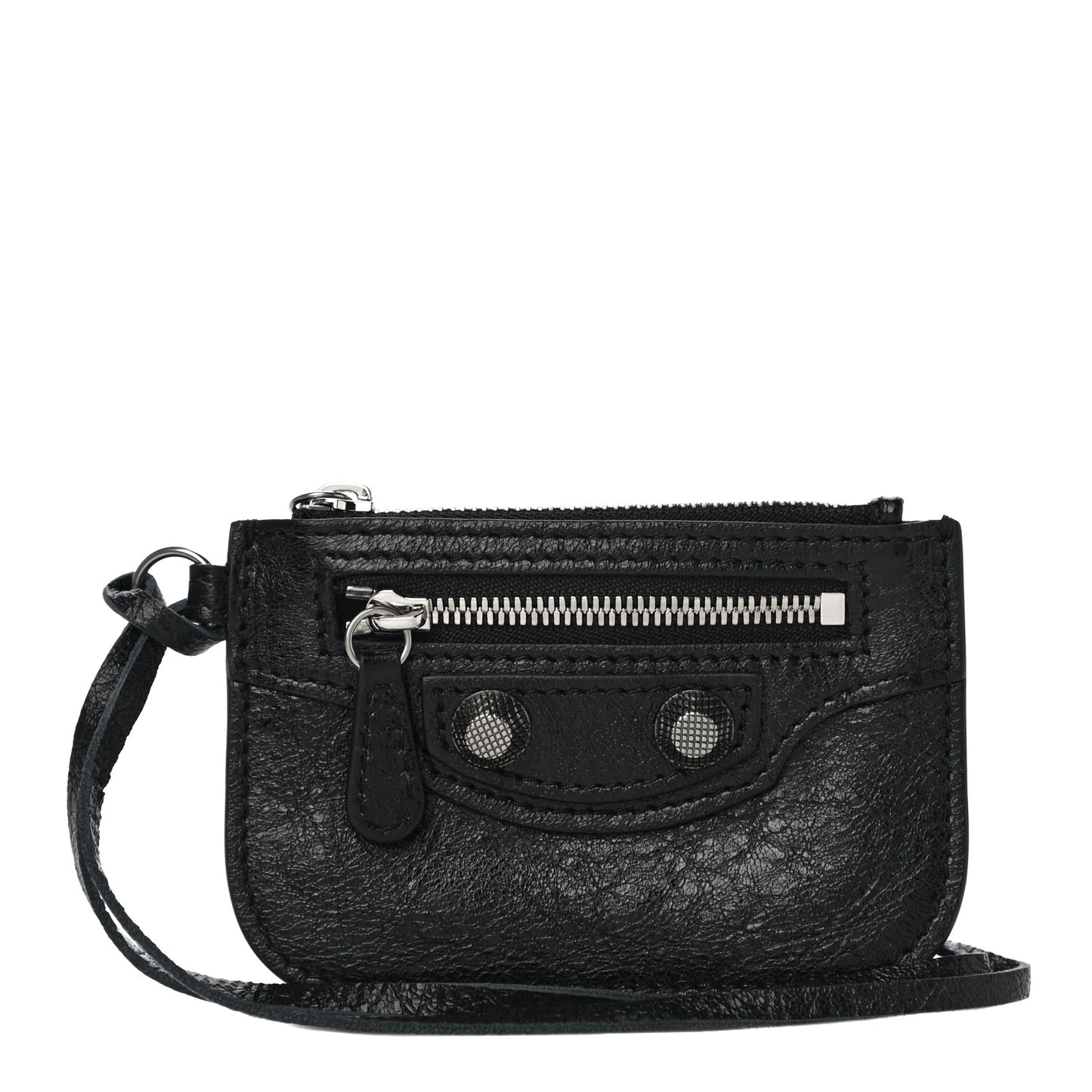 Agneau Giant 12 Silver Hardware Coin Purse Black