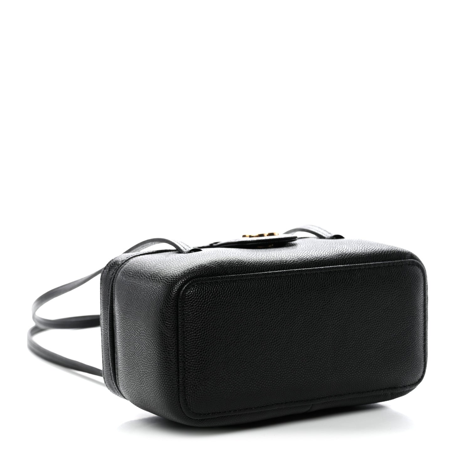 Shiny Caviar Preppy Coco Long Vanity With Strap Black