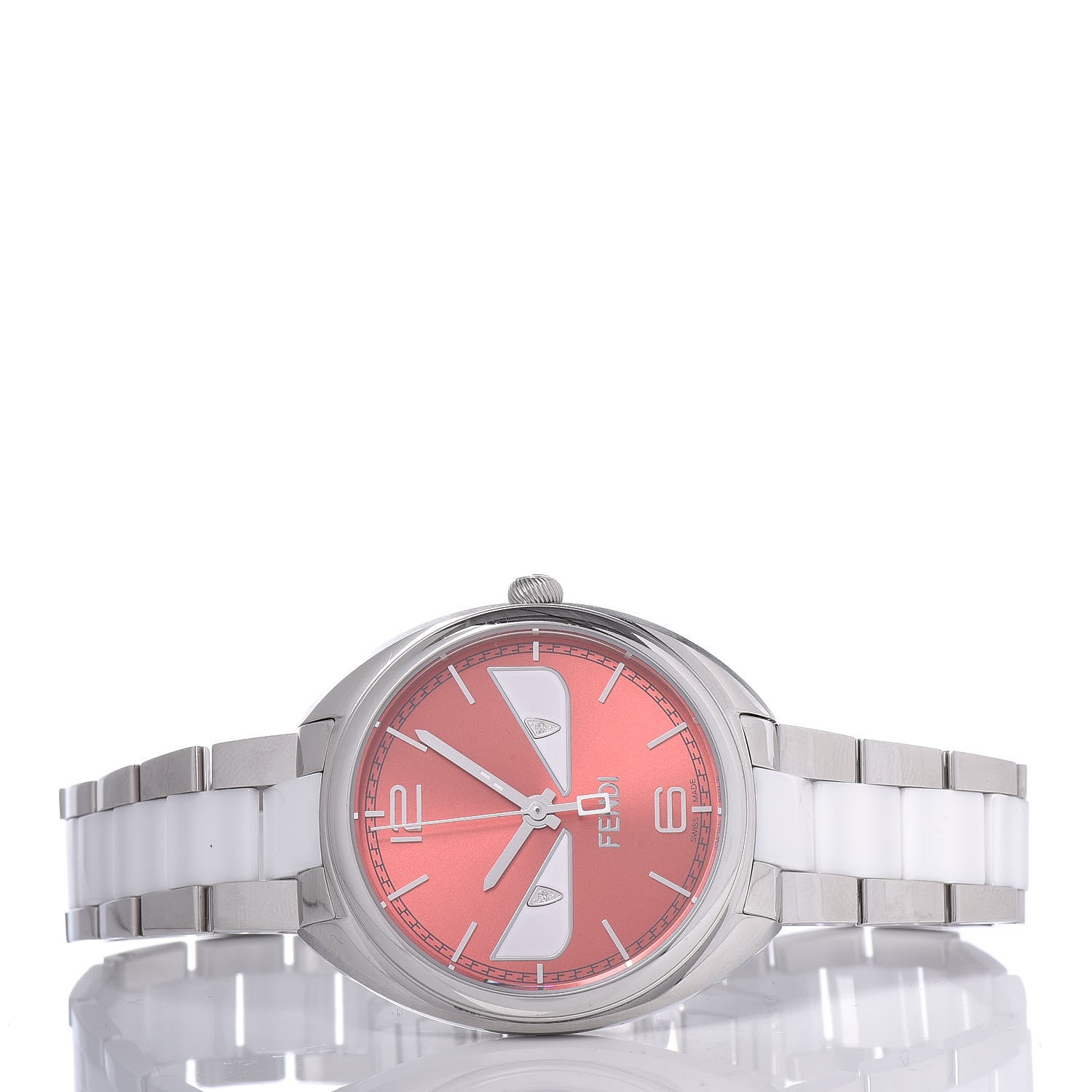 Fendi Stainless Steel Ceramic Diamond 34mm Momento Bugs Quartz Watch Orange 3 of 9