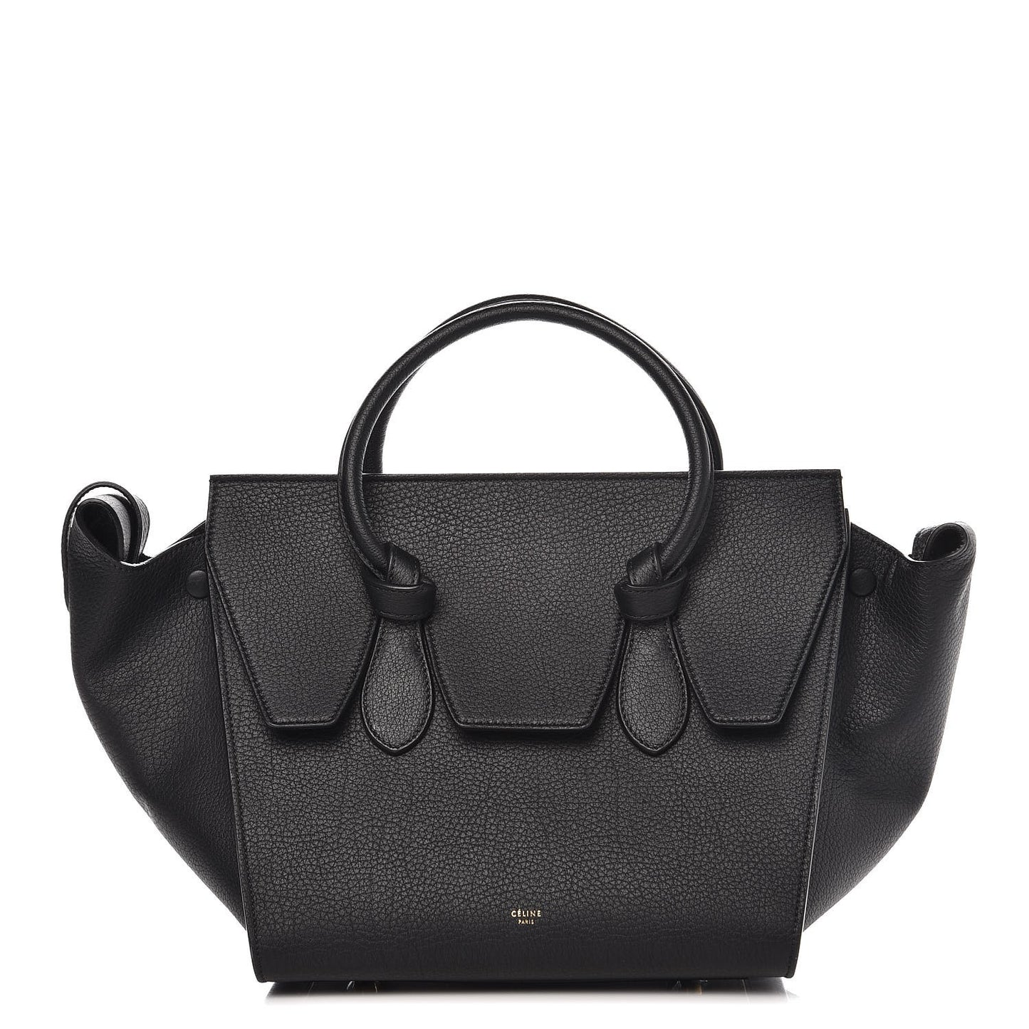 Crisped Calfskin Mini Tie Knot Tote Black