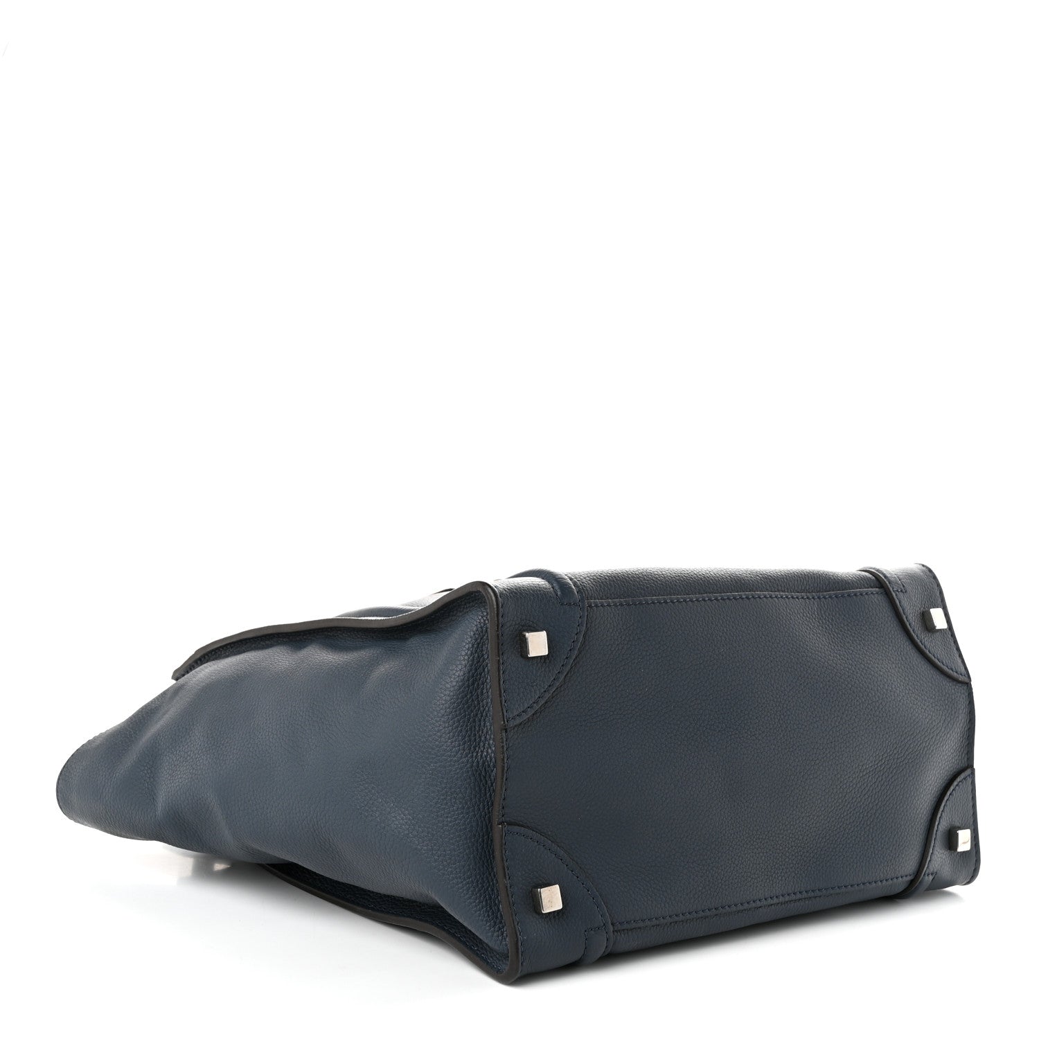 Celine Drummed Calfskin Mini Luggage Blue 3 of 9
