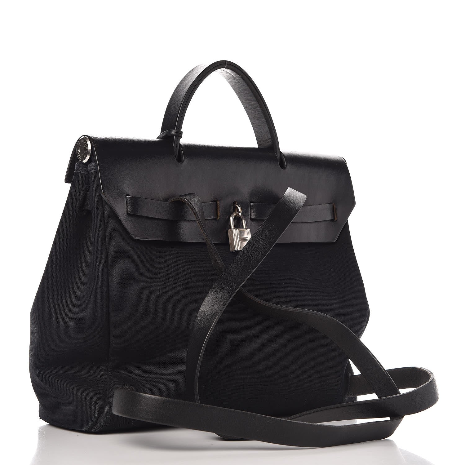 Hermes Toile Vache Calfskin Herbag 30 PM Backpack Black 4 of 16