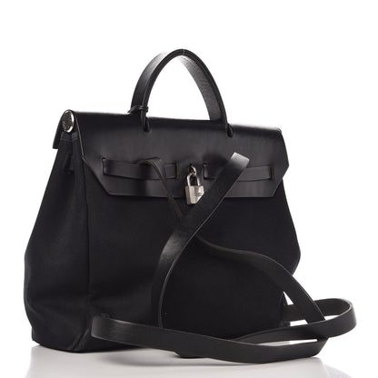 Hermes Toile Vache Calfskin Herbag 30 PM Backpack Black 4 of 16