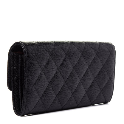 Chanel Caviar Quilted Large Gusset Flap Wallet Black 3 of 10