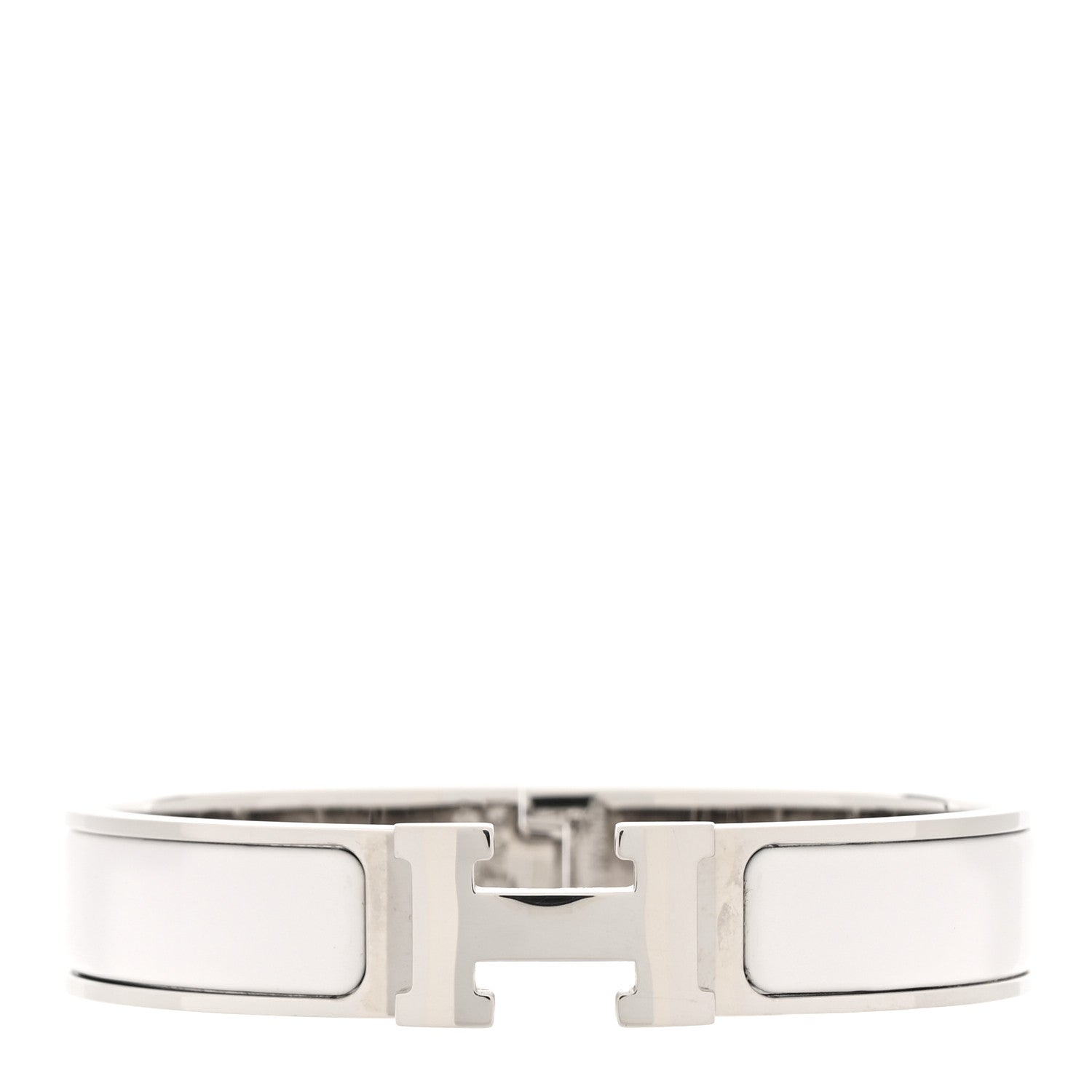 Hermes Enamel Narrow Clic Clac H Bracelet PM White 1 of 5