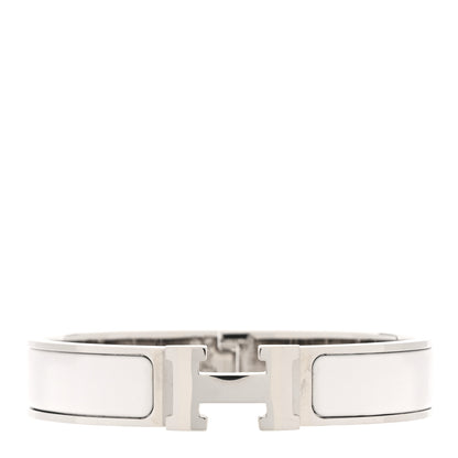 Hermes Enamel Narrow Clic Clac H Bracelet PM White 1 of 5