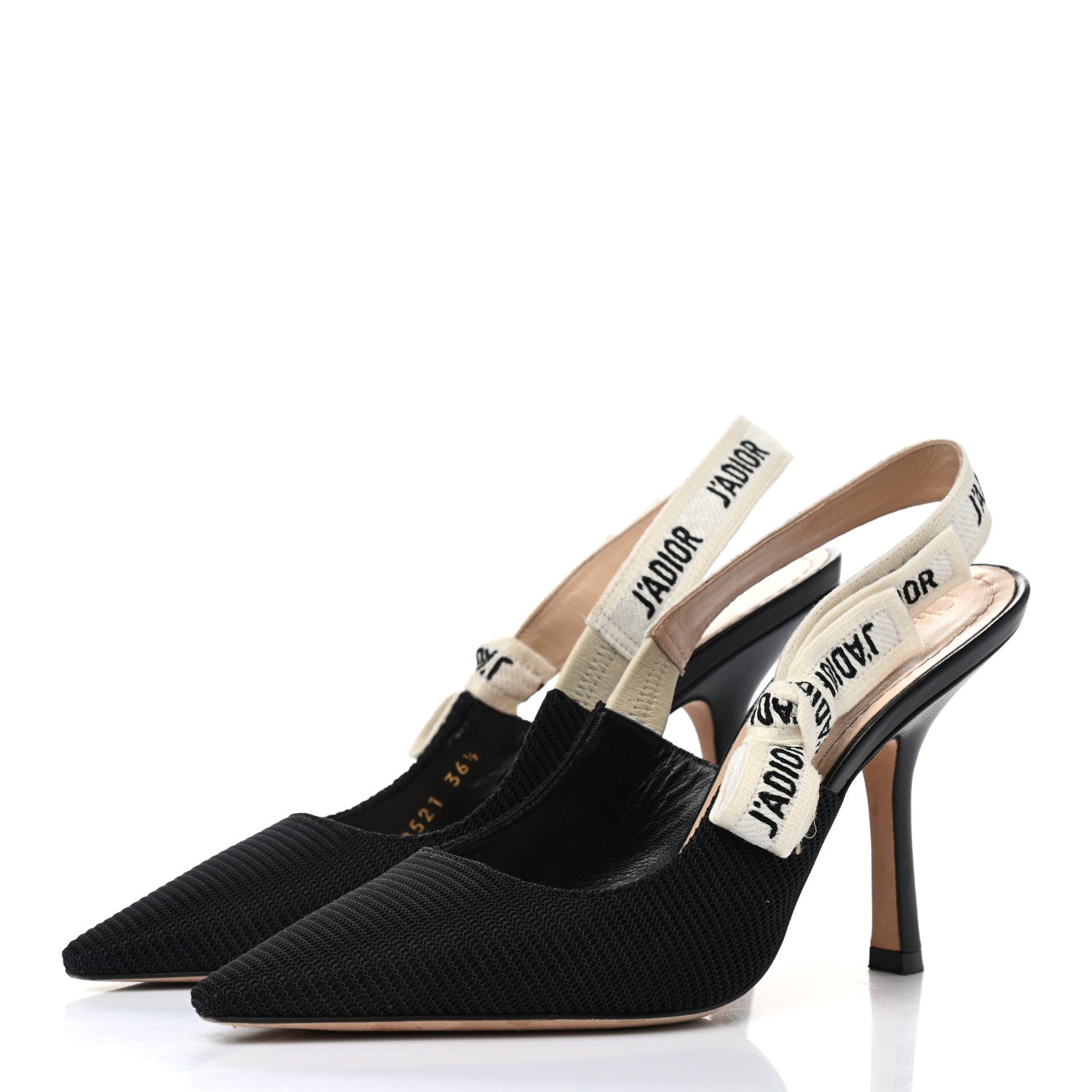 Christian Dior Technical Canvas Ribbon J'Adior Slingback 100mm Pumps 36.5 Black 3 of 9