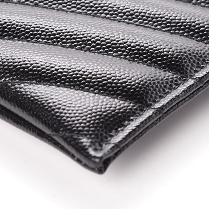 Saint Laurent Grain De Poudre Chevron Monogram Bill Pouch Black 6 of 10